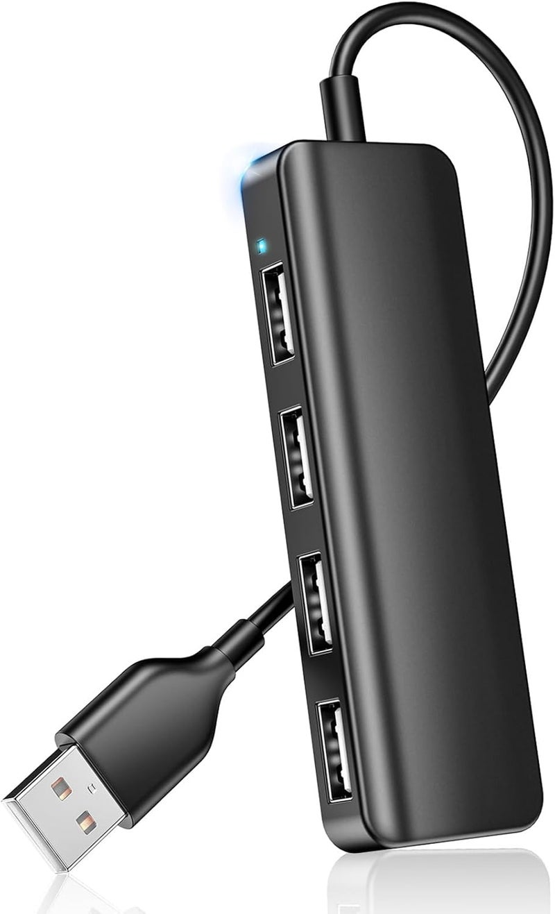 Herfair USB Hub 4 Port USB 2.0 Splitter Hub Expander for Laptop Computer Flash Drive Console Printer Camera Keyboard Mouse More 1 to 4 Jack Extender for Charging/Data Sync - Image 1